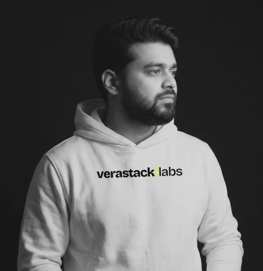 Rigan Burnwal in a VeraStack Labs hoodie